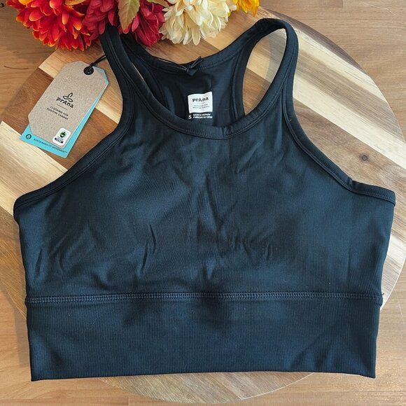 prAna Womens Becksa Bralette Knit Tank SMALL in Solid Black - Picture 1 of 7